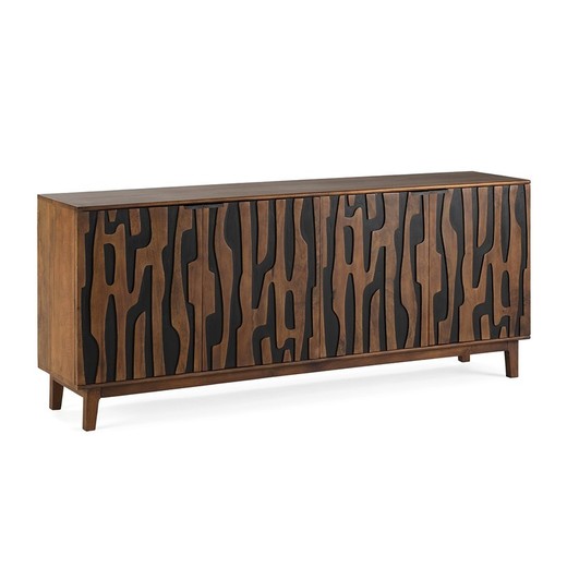 Aparador, 190 x 40 x 80 cm, de madera de mango en natural y negro | Colección Kantu