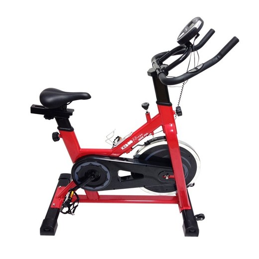 Bicicleta de ciclo indoor con volante de inercia 15 Kg, 104 x 52 x 116 cm, de acero en rojo y negro | Colección Serie 700