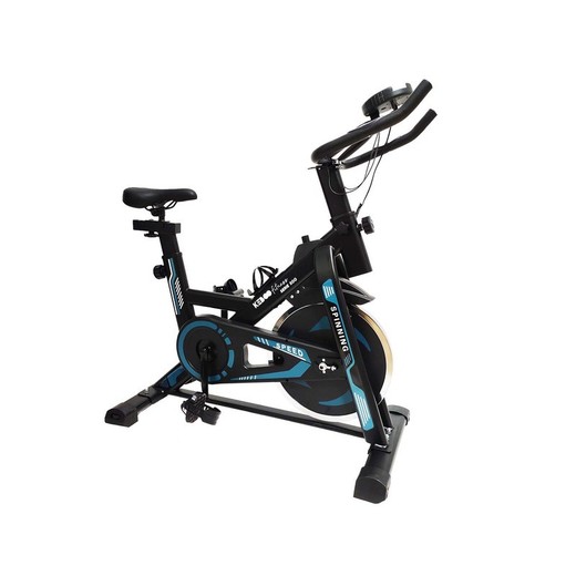 Bicicleta de ciclo indoor con volante de inercia de 13 kg, 100,5 x 49,5 x 115 cm, de acero en negro y azul | Colección Serie 500