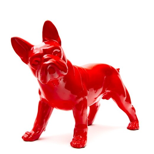 Boston terrier, 43  x  19  x  32 cm, de poliresina rojo