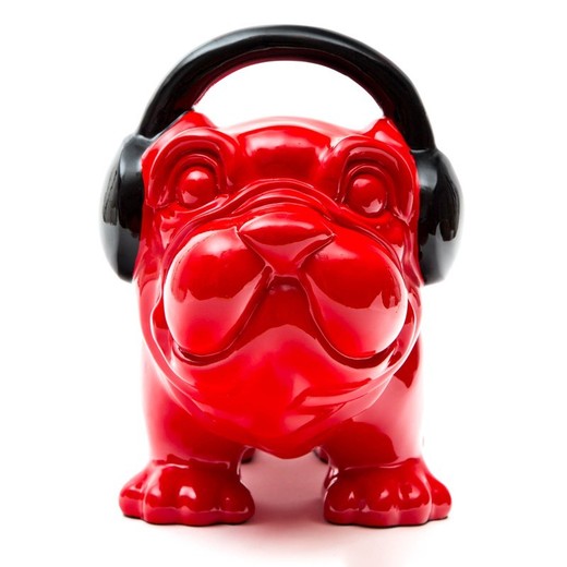 Bulldog DJ, 30  x  16  x  22 cm, de poliresina rojo