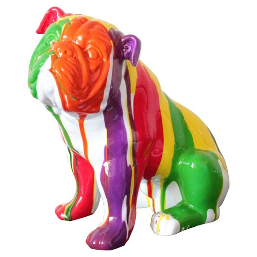 Bulldog sentado, 29  x  16  x  28 cm,  de poliresina multicolor |  Colección Animales