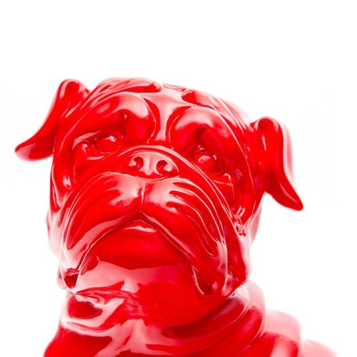 Bulldog sentado, 30  x  20  x  34 cm, de poliresina rojo