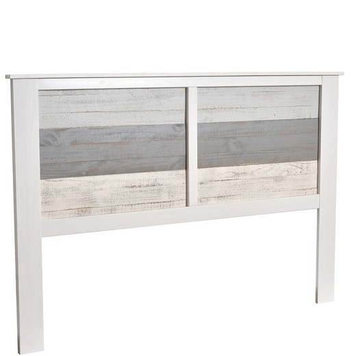 Cabecero, 164 x 4 x 112 cm, de madera de pino en blanco y grises  | Colección Romántica