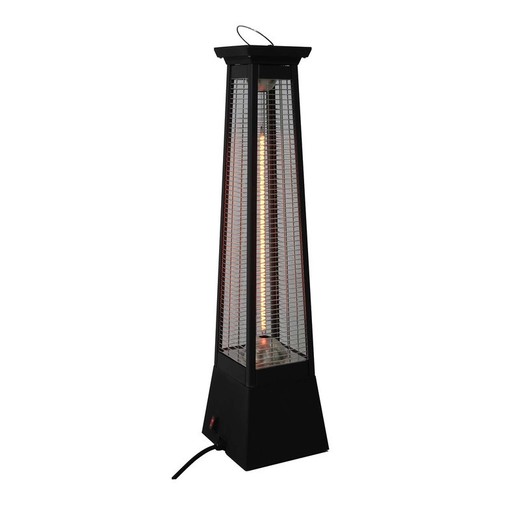 Calefactor eléctrico portátil de infrarrojos 2000 W, 20 x 20 x 78 cm, de aluminio en negro | Colección Volcano