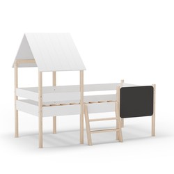 Cama cabaña, 202 x 110 x 150 cm, de madera en blanco | Colección Mint