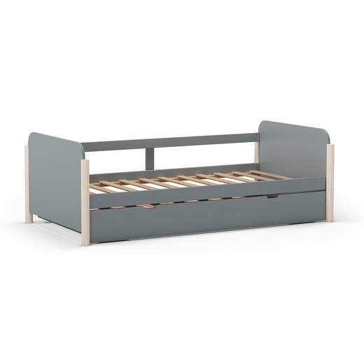 Cama nido, 198,5 x 105 x 68 cm, de madera en verde | Colección Enola