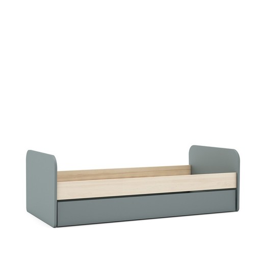 Cama nido, 205,4 x 102 x 65 cm, de madera de pino en verde y natural  | Colección Esteban