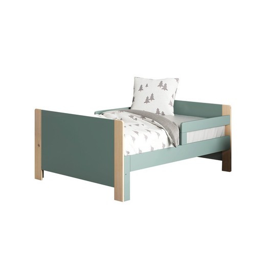 Cama para colchón de 90 cm, 144,2/194, 2 x 98,2 x 60 cm, de madera de pino en blanco y natural  | Colección Willi