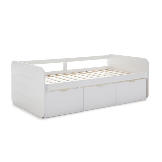 Cama para colchón de 90 cm, 195,2 x 105 x 70 cm, de madera en blanco  | Colección Abbot