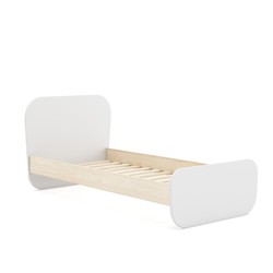 Cama para colchón de 90 cm, 195,4 x 106,5 x 90 cm, de madera de pino en blanco y natural  | Colección Esteban