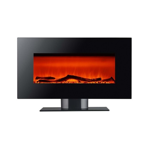 Chimena eléctrica 1600 W, 84 x 26 x 53 cm, de metal y cristal templado en negro | Colección Minesota