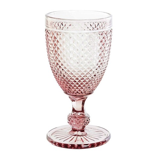 Copa de vino, 8 x  8 x 15,5 cm, de cristal en rosa | Colección Da Gama