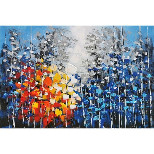 Cuadro abstracto de flores, 120 x 3,5 x 80 cm,  al óleo