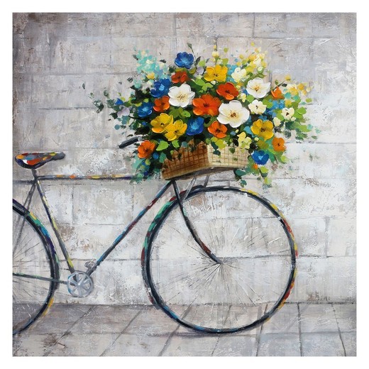 Cuadro Bicicleta con Flores,  100 x 100 cm