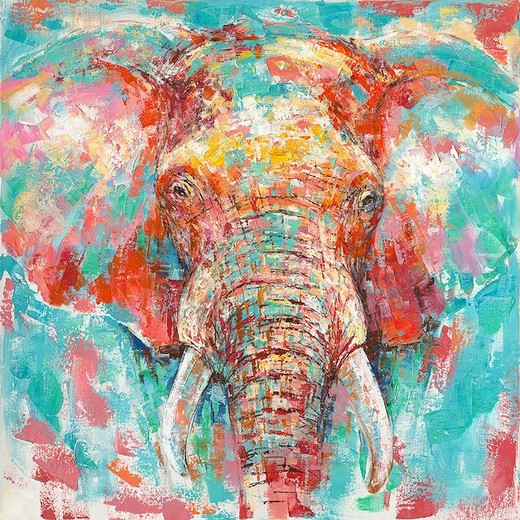 Cuadro de elefante, 100 x 100 cm, con pintura acrílica |  Colección Animales