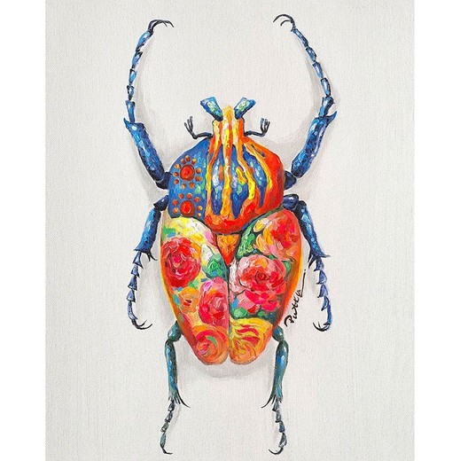 Cuadro de escarabajo II, 40  x 50 cm, con pintura acrílica multicolor  |  Colección Animales