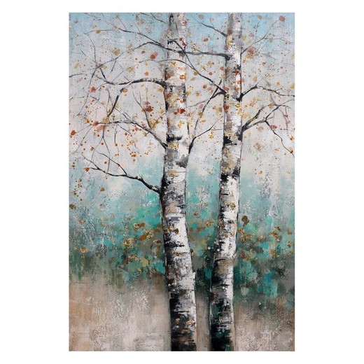 Cuadro árbol, 80  x  120 cm, otoño fondo verde  |  Colección Serie Naturaleza