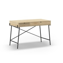 Escritorio, 113 x 60 x 77,7 cm, de madera y metal en natural y negro | Colección Ecrin