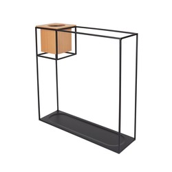 Estante, 38 x 11 x 38 cm, de metal y madera en negro y natural | Colección Cubist