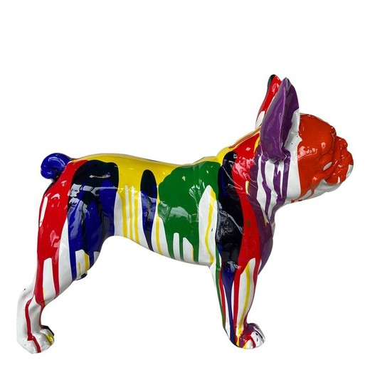 Figura Boston Terrier  Bran, 52 x 25 x 41 cm,  en poliresina multicolor