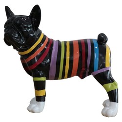 Figura Boston Terrier Nix,   32 x 14 x 30 cm,  negro a Rayas