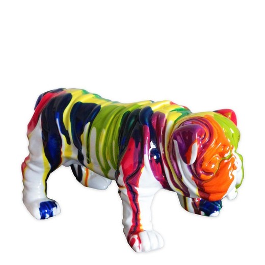 Figura Bulldog,  23 x 14 x 11 cm, en poliresina multicolor