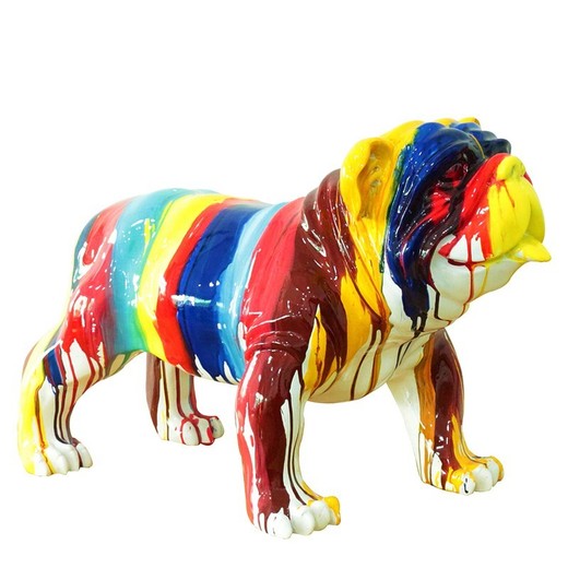 Figura Bulldog, 61 x 32 x 38 cm, en poliresina multicolor