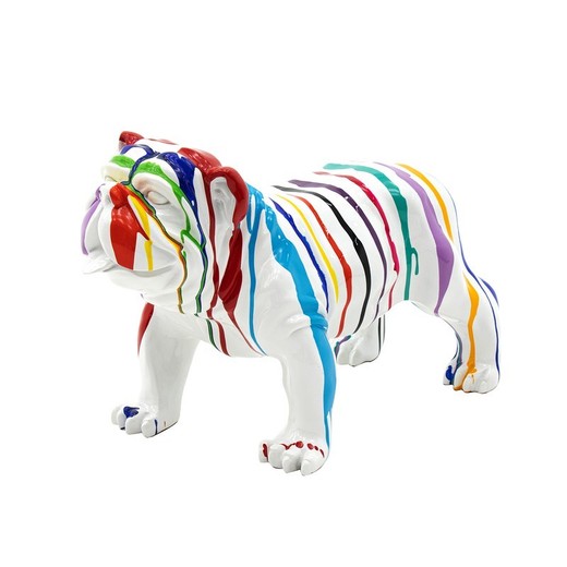 Figura decorativa Bulldog de pie M,  61  x  32  x  38 cm, en poliresina multicolor |  Colección Thor