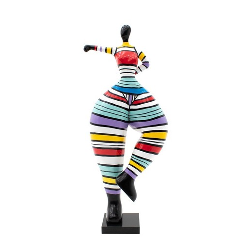 Figura decorativa de silueta de mujer, 55 x 34 x 138 cm, en poliresina multicolor |  Colección Georgia