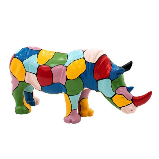 Figura decorativa Rinoceronte  L,  104  x  26  x  47 cm, en poliresina multicolor