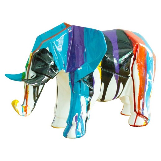 Figura Elefante Amunet, 33 x 15 x 21 cm,  en poliresina multicolor