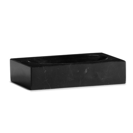 Jabonera, 13 x 9 x 3 cm, de mármol en negro | Colección Black Marble