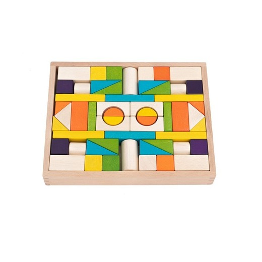 Juego de construcción Montessori, 30 x 24 x 4,5 cm, de madera de árbol de loto en multicolor | Colección Foster