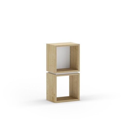 Librería, 32 x 22,1 x 66 cm, de madera  en color roble y blanco | Colección Lofty