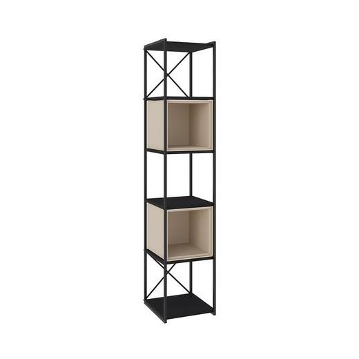 Librería, 36 x 39 x 179 cm, de madera y metal en negro y color crema | Colección Anya