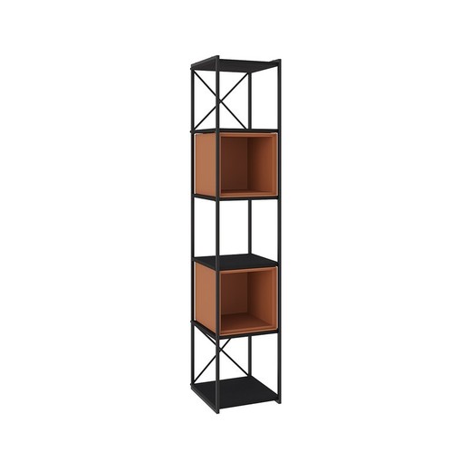 Librería, 36 x 39 x 179 cm, de madera y metal en negro y terracota | Colección Anya