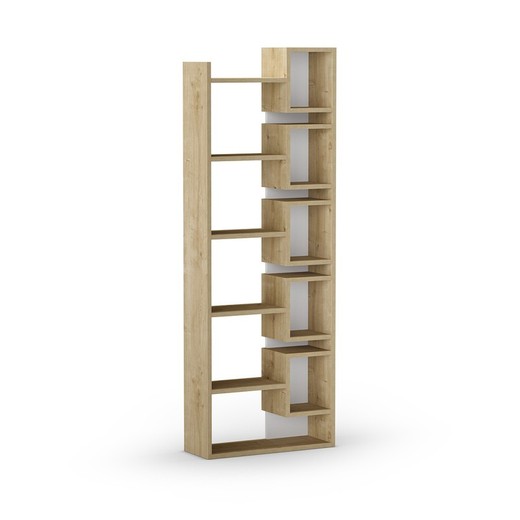 Librería, 60,4 x 22 x 168,5 cm, de madera en color roble y blanco | Colección Eladi