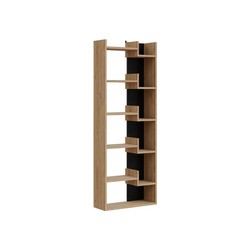 Librería, 60,5 x 22 x 162,4 cm, de madera en color roble y negro | Colección Klapo