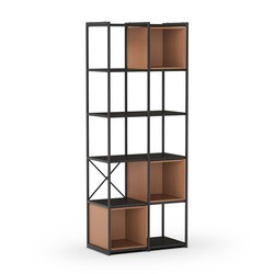 Librería, 70,5 x 39 x 179 cm, de madera y metal en negro y terracota | Colección Anya