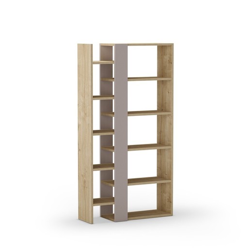 Librería, 80 x 29,5 x 151 cm, de madera en color roble y blanco | Colección Axel