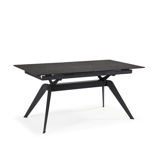 Mesa, 160/220 x 90 x 76 cm, de cerámica y metal en negro  | Colección Lula