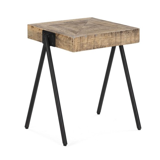 Mesa auxiliar, 45 x 51 x 60 cm, de madera de mango y metal en natural  | Colección Indra