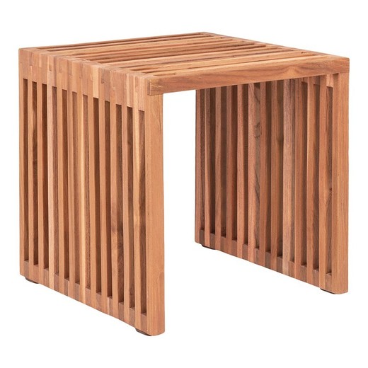 Mesa auxiliar cuadrada, 40 x 40 x 40 cm, de madera de teca en natural | Colección  Pego