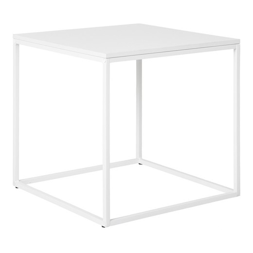 Mesa auxiliar cuadrada, 45 x 45 x 45 cm, de madera y acero en blanco | Colección  Vita