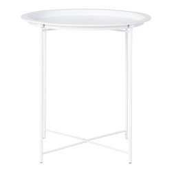 Mesa auxiliar redonda, 47 x 47 x 50 cm, de acero en blanco | Colección  Bastia