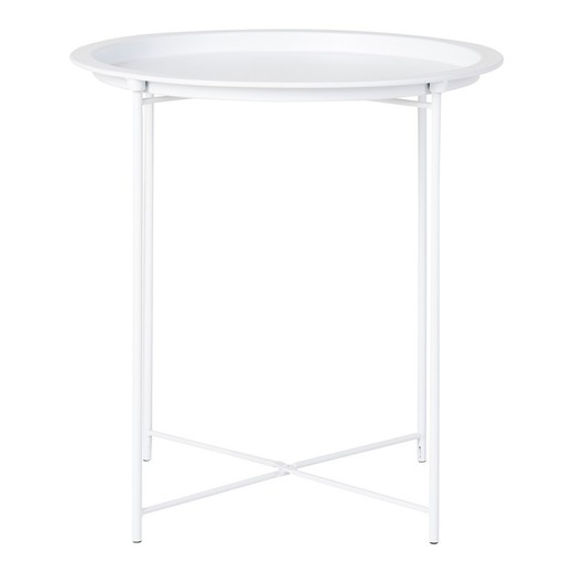 Mesa auxiliar redonda, 47 x 47 x 50 cm, de acero en blanco | Colección  Bastia