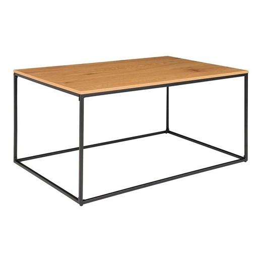 Mesa de centro rectangular, 60 x 90 x 45 cm, de madera y acero en roble y negro | Colección  Vita