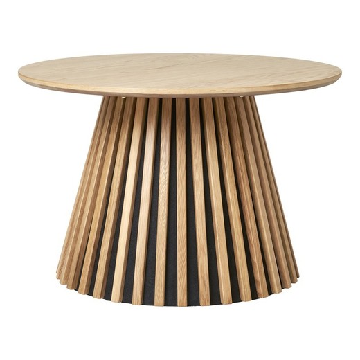 Mesa de centro redonda, 70 x 70 x 45 cm, de chapa de roble en natural | Colección  Osaka