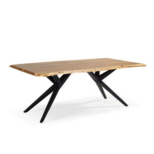 Mesa de comedor, 200 x 100 x 76 cm, de madera de acacia en natural  | Colección Mudri